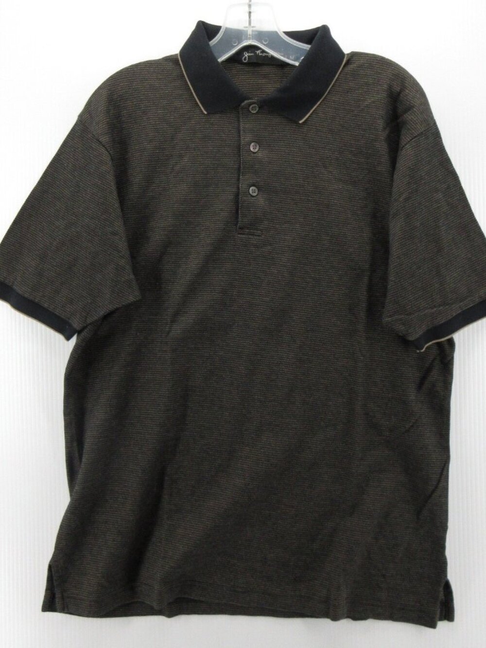 Jim Thompson Polo Shirt Medium Pullover Striped Textured Knit Classic